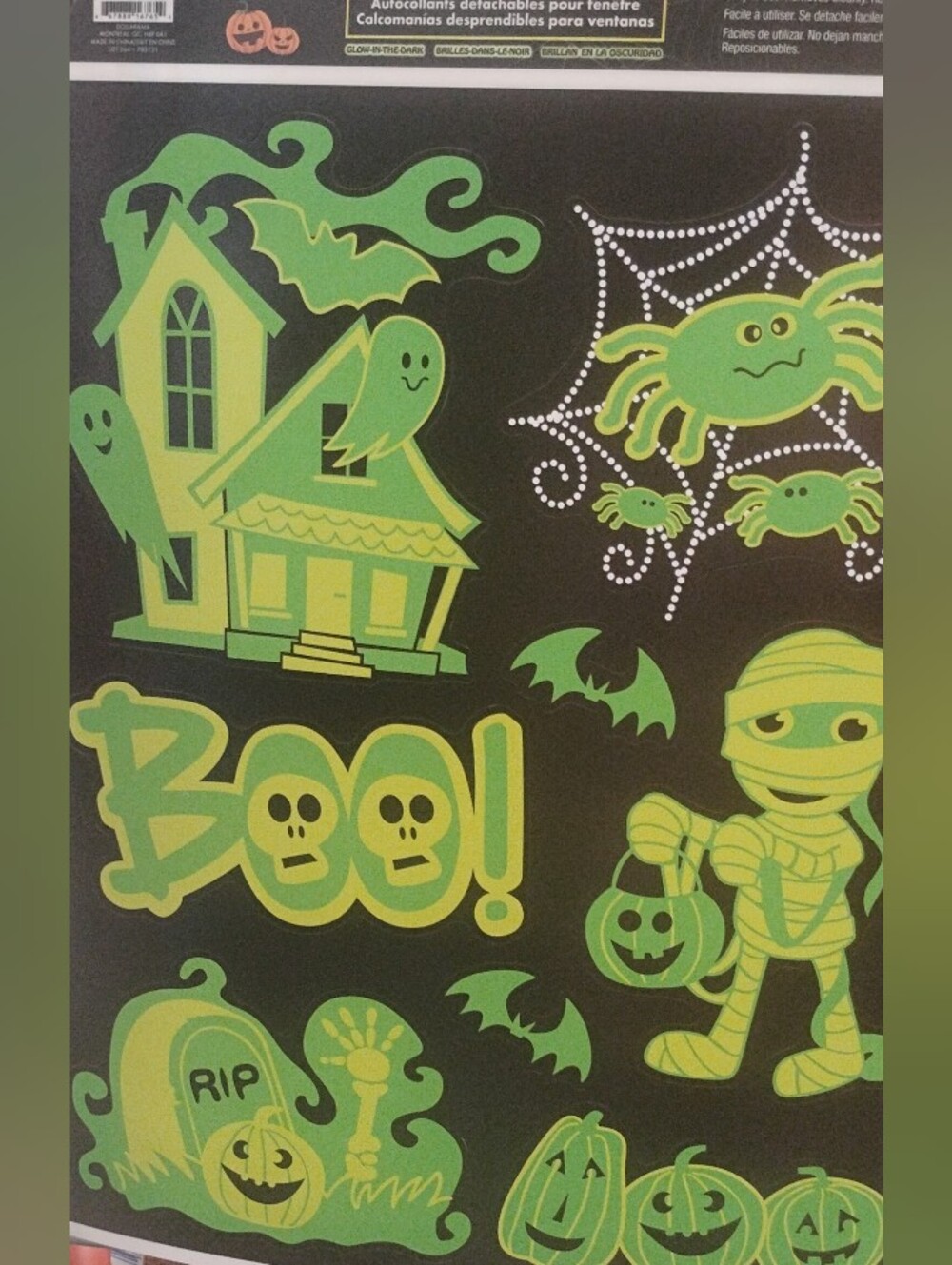 Halloween Window Stickers - Green Glow Spooky Decals